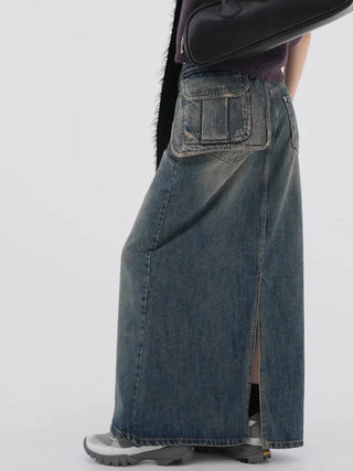 Rico Unique Hip Bag Denim Long Skirt