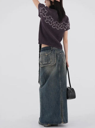 Rico Unique Hip Bag Denim Long Skirt