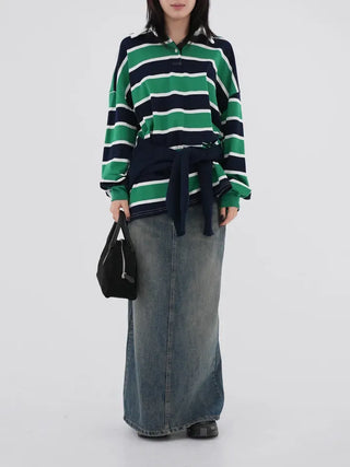 Rico Unique Hip Bag Denim Long Skirt