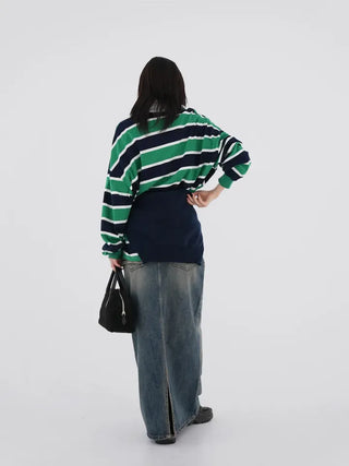 Rico Unique Hip Bag Denim Long Skirt