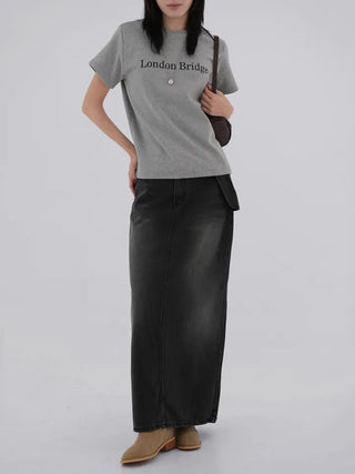 Rico Unique Hip Bag Denim Long Skirt