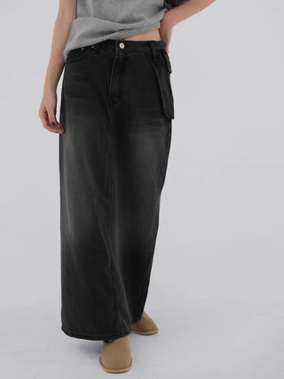Rico Unique Hip Bag Denim Long Skirt