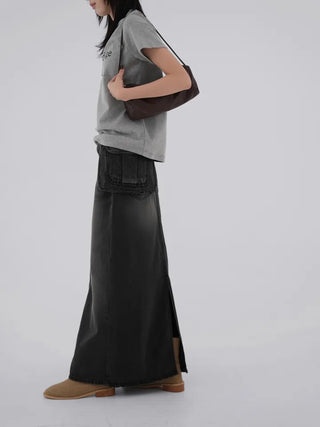 Rico Unique Hip Bag Denim Long Skirt