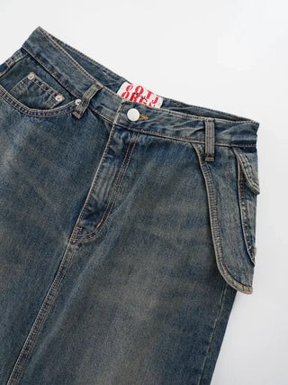 Rico Unique Hip Bag Denim Long Skirt