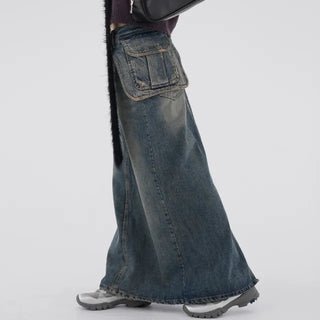 Rico Unique Hip Bag Denim Long Skirt