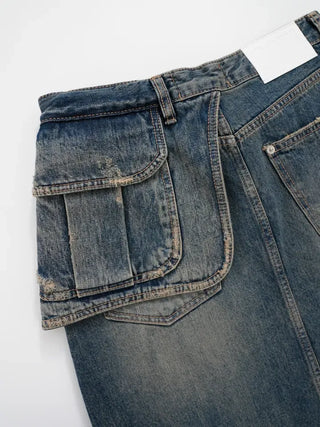 Rico Unique Hip Bag Denim Long Skirt