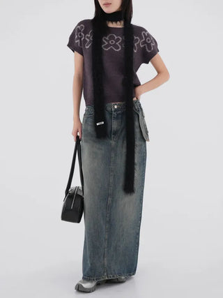 Rico Unique Hip Bag Denim Long Skirt
