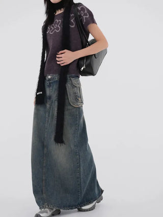 Rico Unique Hip Bag Denim Long Skirt