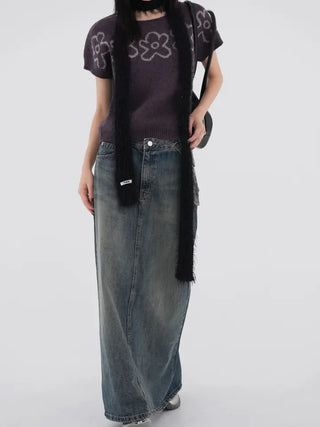 Rico Unique Hip Bag Denim Long Skirt