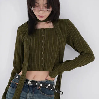 Kozel Crop Texture Cardigan