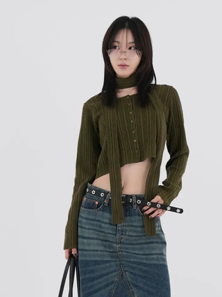 Kozel Crop Texture Cardigan