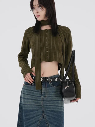 Kozel Crop Texture Cardigan