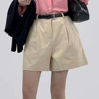 Fren One-Pin Tuck Cotton Shorts