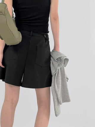 Fren One-Pin Tuck Cotton Shorts