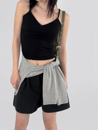 Fren One-Pin Tuck Cotton Shorts