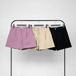 Fren One-Pin Tuck Cotton Shorts