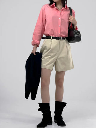 Fren One-Pin Tuck Cotton Shorts