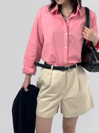 Fren One-Pin Tuck Cotton Shorts