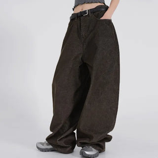 Riena Big Pocket Wide Corduroy Denim Pants