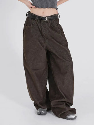 Riena Big Pocket Wide Corduroy Denim Pants