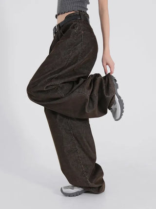 Riena Big Pocket Wide Corduroy Denim Pants