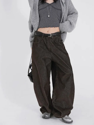 Riena Big Pocket Wide Corduroy Denim Pants