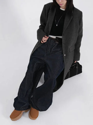 Riena Big Pocket Wide Corduroy Denim Pants