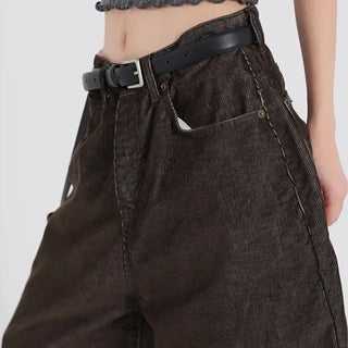 Riena Big Pocket Wide Corduroy Denim Pants