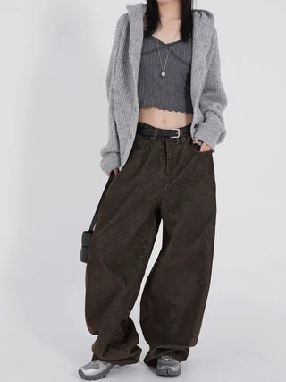 Riena Big Pocket Wide Corduroy Denim Pants