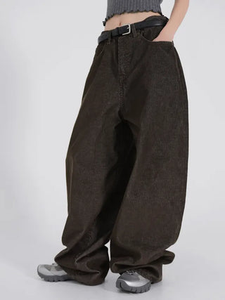 Riena Big Pocket Wide Corduroy Denim Pants