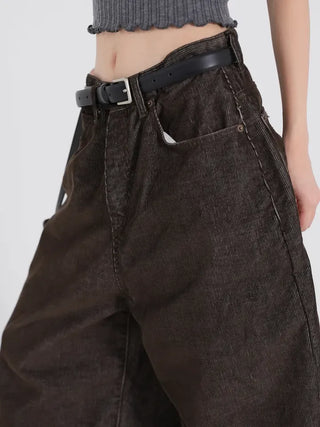 Riena Big Pocket Wide Corduroy Denim Pants