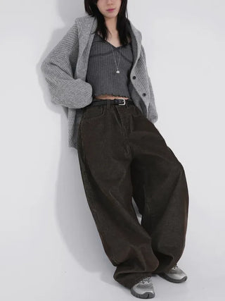 Riena Big Pocket Wide Corduroy Denim Pants