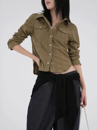 Anla Pocket Corduroy Shirt