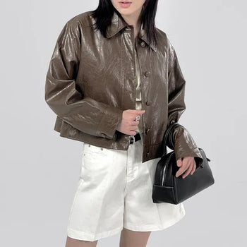 Other semi-cropped leather jacket