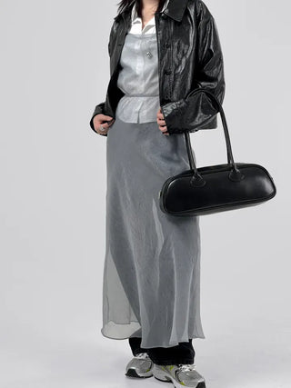 Other semi-cropped leather jacket
