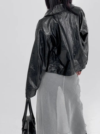 Other semi-cropped leather jacket