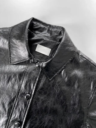 Other semi-cropped leather jacket