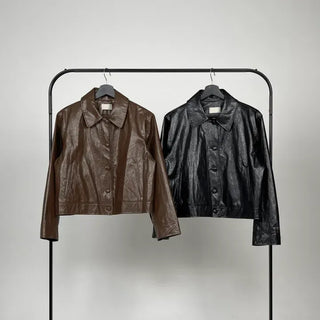 Other semi-cropped leather jacket