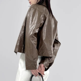 Other semi-cropped leather jacket