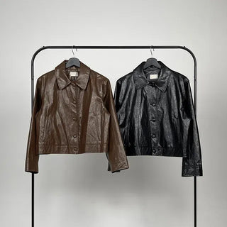 Other semi-cropped leather jacket