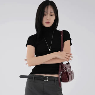 Luba Demure mock turtleneck short sleeve tee