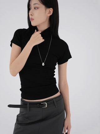 Luba Demure mock turtleneck short sleeve tee