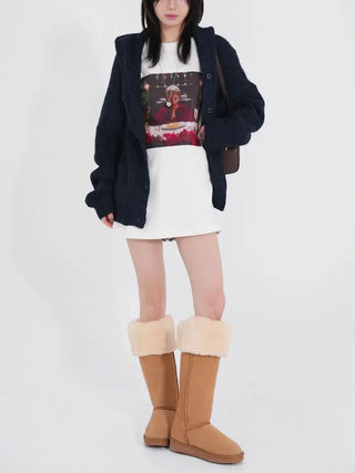 Hera Alpaca Knit Hooded Cardigan