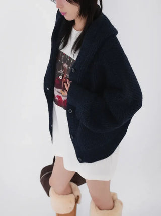 Hera Alpaca Knit Hooded Cardigan