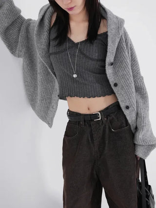 Hera Alpaca Knit Hooded Cardigan