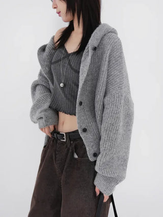 Hera Alpaca Knit Hooded Cardigan