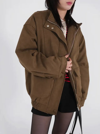 Kaz Suede High-Neck Jumper