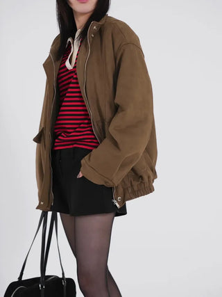 Kaz Suede High-Neck Jumper