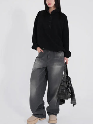Mohi Fleece Button Sweatshirt