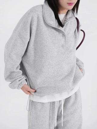 Mohi Fleece Button Sweatshirt